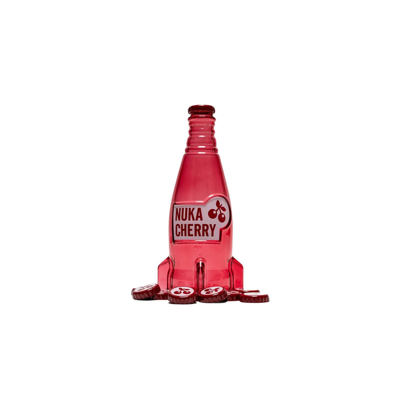Fallout: Nuka Cherry Glass Bottle & Bottle Caps