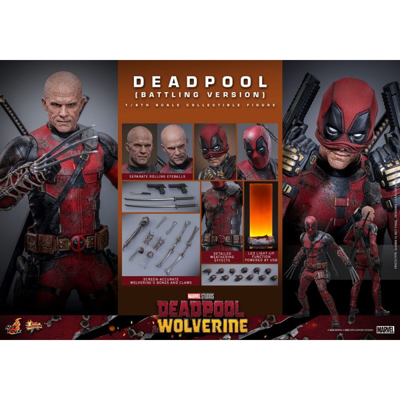 Hot Toys Deadpool & Wolverine: Deadpool (Battling Version) 1/6