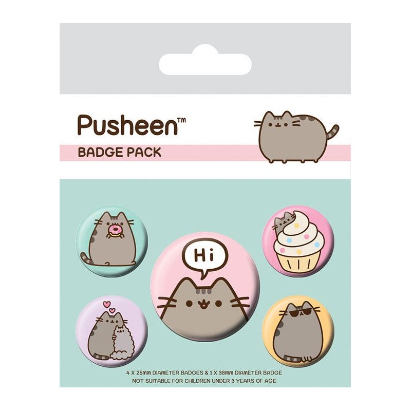 Pusheen: Pusheen Pin-Back Buttons 5-Pack Pusheen Says Hi