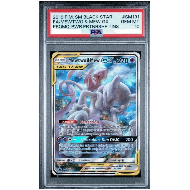Pokémon Graded Card PSA 10: Mewtwo & Mew GX SM191