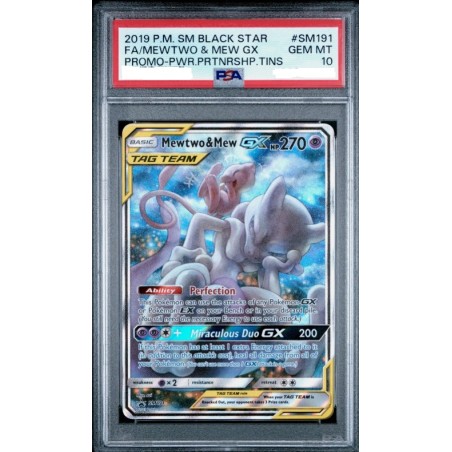 Pokémon Graded Card PSA 10: Mewtwo & Mew GX SM191