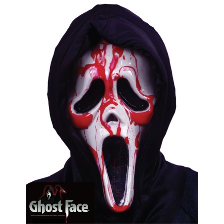 Scream: Blutender Geistergesichtsmaske mit Kapuze + Pumpe und