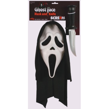 Scream: Ghost Face Maske mit Kapuze und Messer – Offizielle