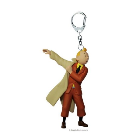 Tintin in trenchcoat keychain