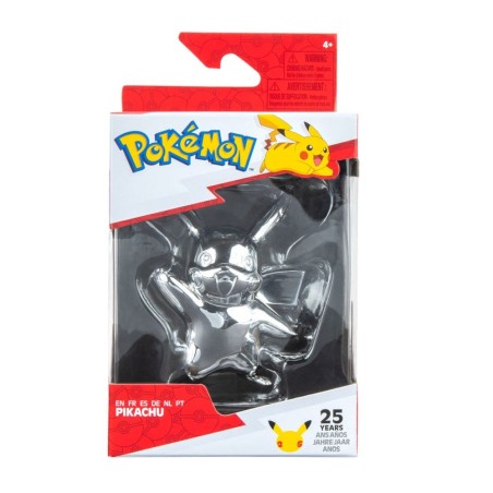 Pokémon 25th Celebration: Silver Pikachu Figurine 7.5cm