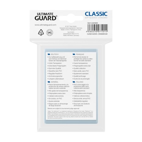 Ultimate Guard Classic Soft Sleeves Standard Size Transparent