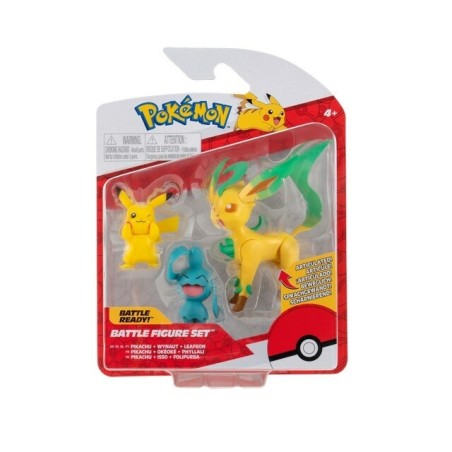 Pokémon: Pikachu with Wynaut and Leafeon Battle Figure Set Pokémon: Pikachu with Wynaut and Leafeon Battle Figure Set