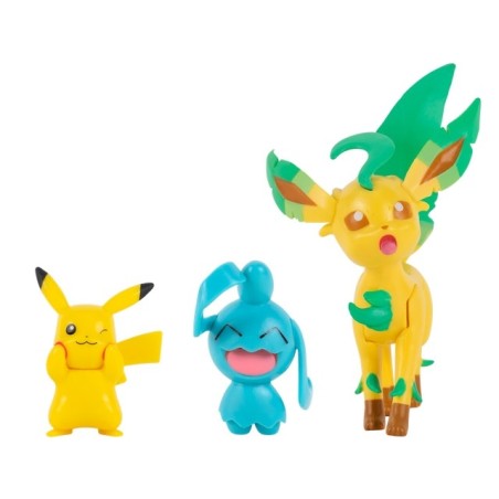 Pokémon: Pikachu with Wynaut and Leafeon Battle Figure Set Pokémon: Pikachu with Wynaut and Leafeon Battle Figure Set
