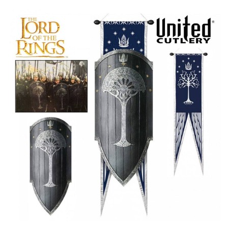Lord of the Rings Replica 1/1 Gondorian Shield with Flag 113 cm Lord of the Rings Replica 1/1 Gondorian Shield with Flag 113 cm
