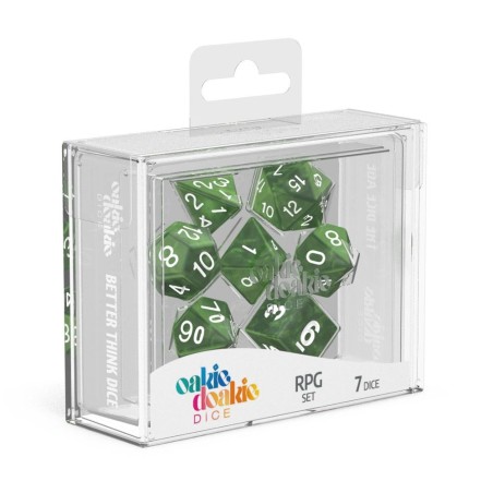 Oakie Doakie Dice RPG Set Marble - Green (7) Oakie Doakie Dice RPG Set Marble - Green (7)